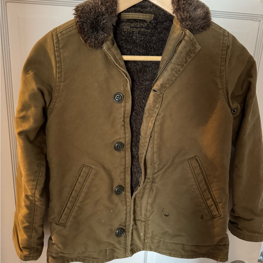 Denim & Dungaree Brown Jacket with Fur Collar